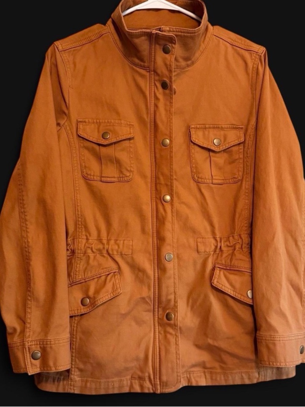 Talbots Twill Utility Jacket
Camel Brown Safari Coat Women M